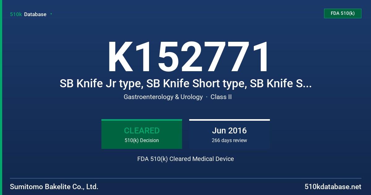 K152771 SB Knife Jr type, SB Knife Short type, SB Knife Standard type, SB Knife Jr type - Long FDA 510(k) Cleared Medical Device