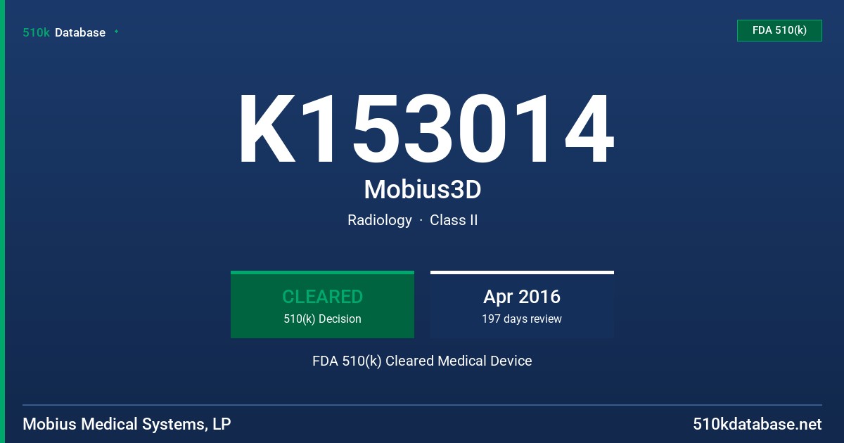 K153014 Mobius3D FDA 510(k) Cleared Medical Device