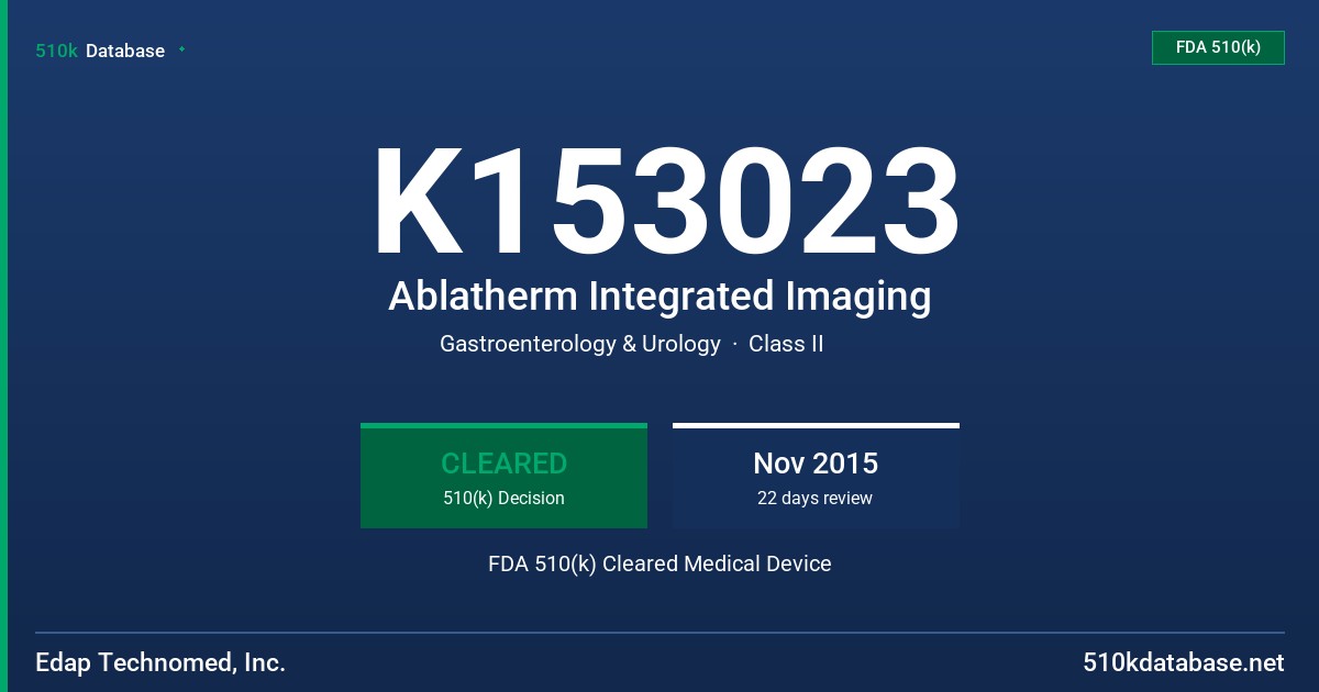K153023 Ablatherm Integrated Imaging FDA 510(k) Cleared Medical Device