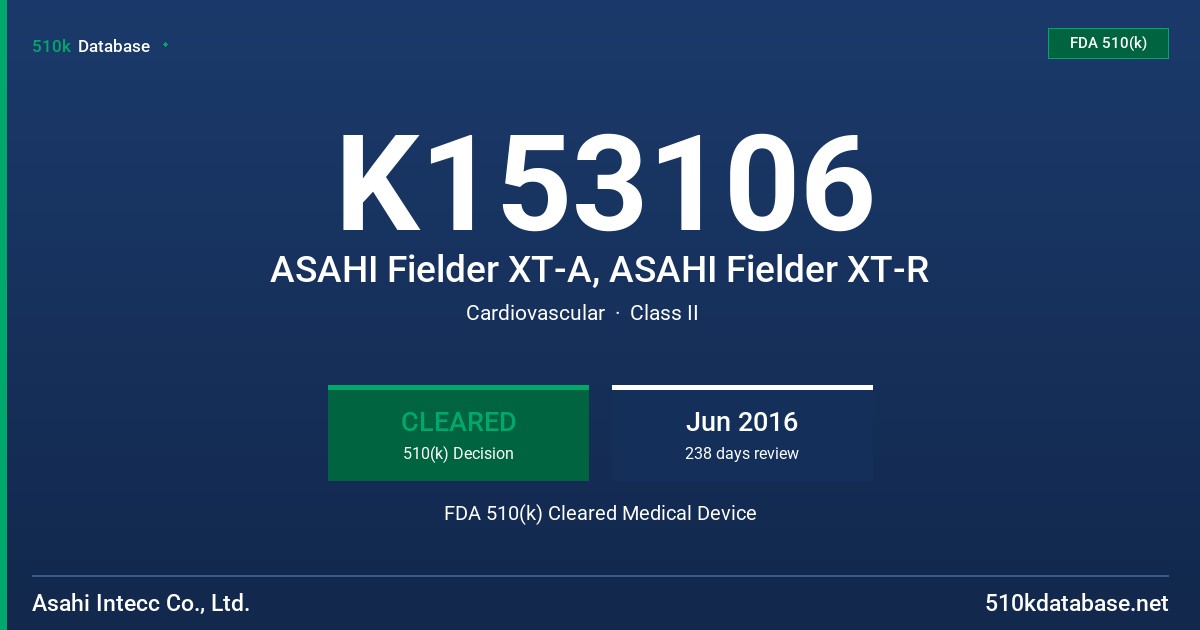 K153106 ASAHI Fielder XT-A, ASAHI Fielder XT-R FDA 510(k) Cleared Medical Device