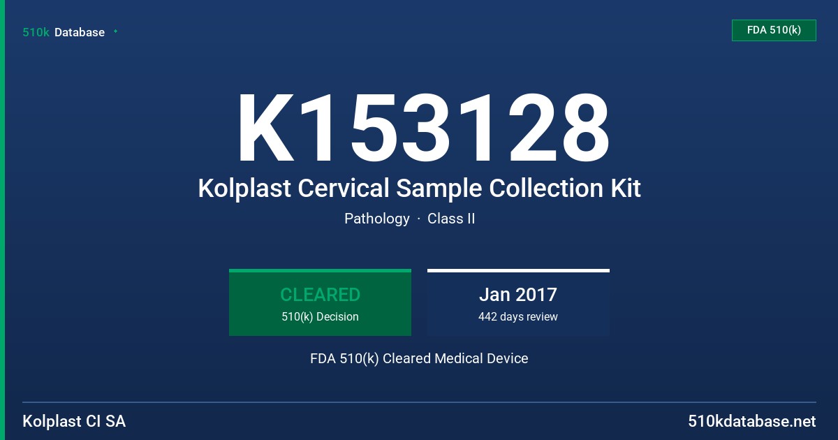 K153128 Kolplast Cervical Sample Collection Kit FDA 510(k) Cleared Medical Device