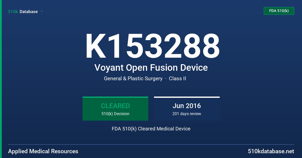 K153288 Voyant Open Fusion Device FDA 510(k) Cleared Medical Device
