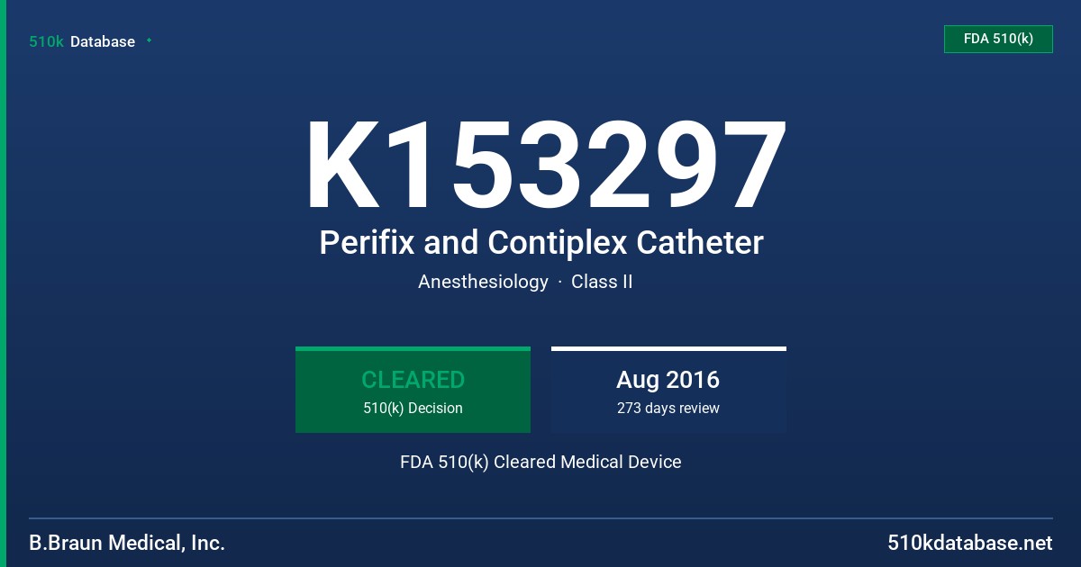 K153297 Perifix and Contiplex Catheter FDA 510(k) Cleared Medical Device