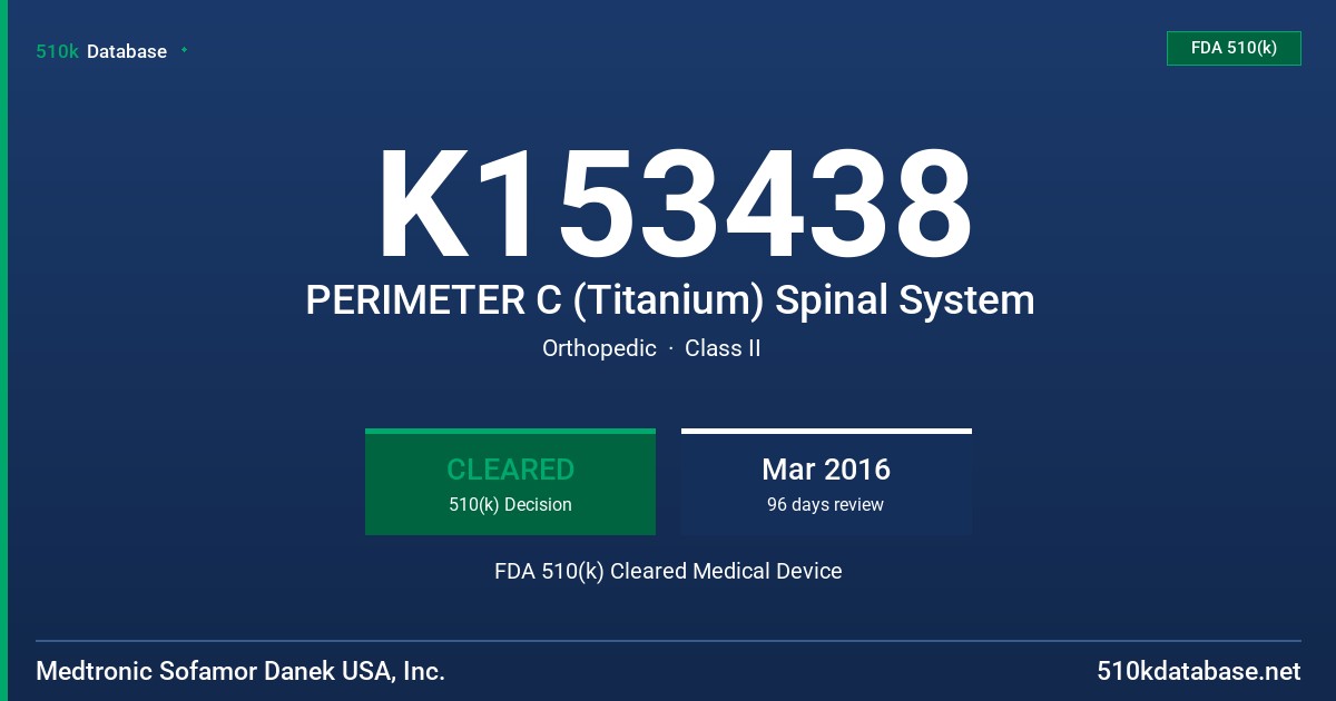 K153438 PERIMETER C (Titanium) Spinal System FDA 510(k) Cleared Medical Device
