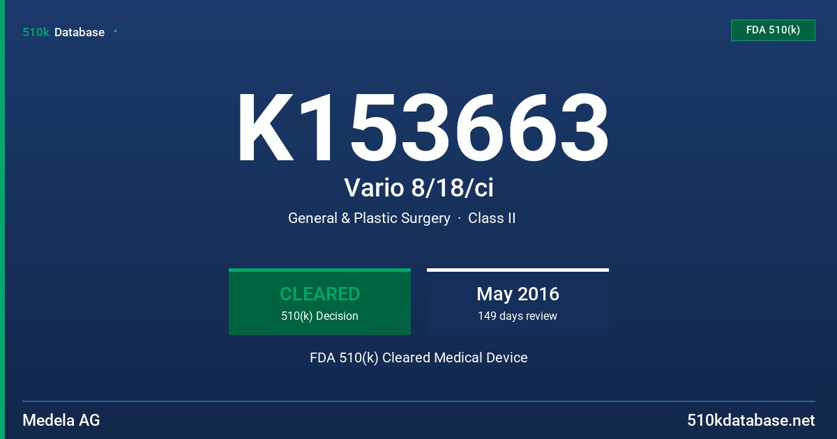 K153663 Vario 8/18/ci FDA 510(k) Cleared Medical Device