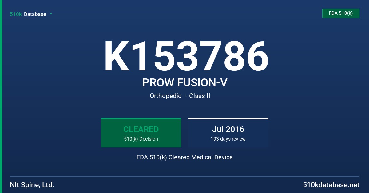 K153786 PROW FUSION-V FDA 510(k) Cleared Medical Device