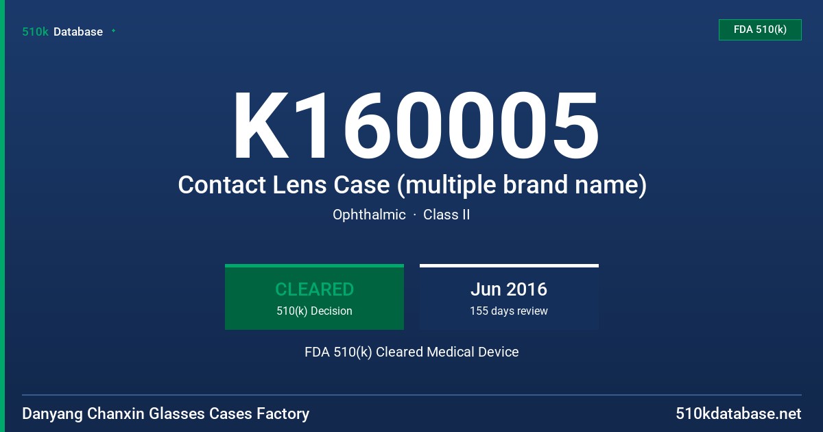 K160005 Contact Lens Case (multiple brand name) FDA 510(k) Cleared Medical Device