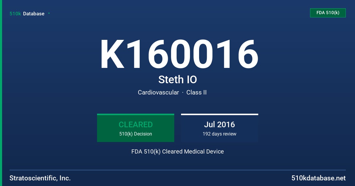 K160016 Steth IO FDA 510(k) Cleared Medical Device