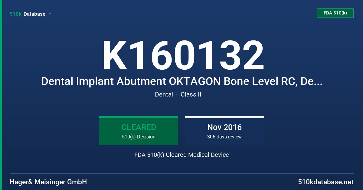 K160132 Dental Implant Abutment OKTAGON Bone Level RC, Dental Implant Abutment OKTAGON Bone Level NC FDA 510(k) Cleared Medical Device