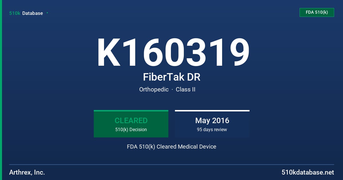 K160319 FiberTak DR FDA 510(k) Cleared Medical Device