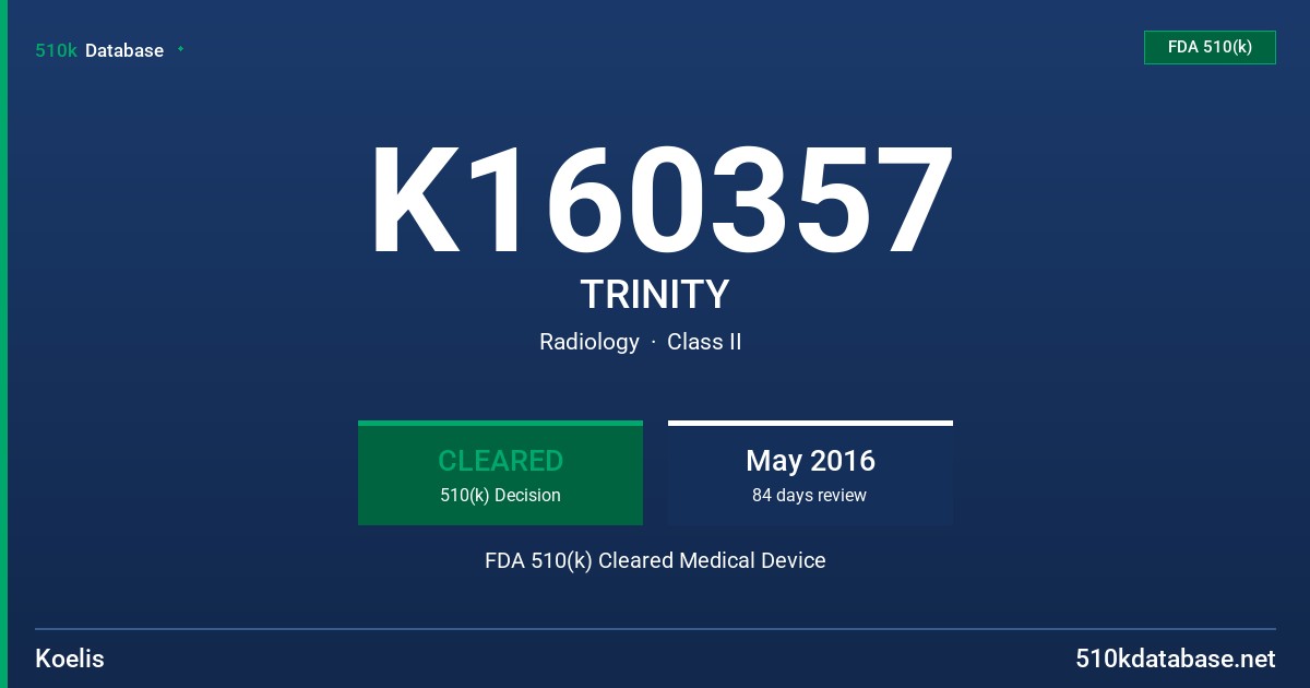 K160357 TRINITY FDA 510(k) Cleared Medical Device