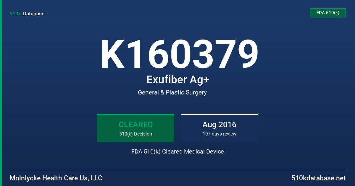 K160379 Exufiber Ag+ FDA 510(k) Cleared Medical Device