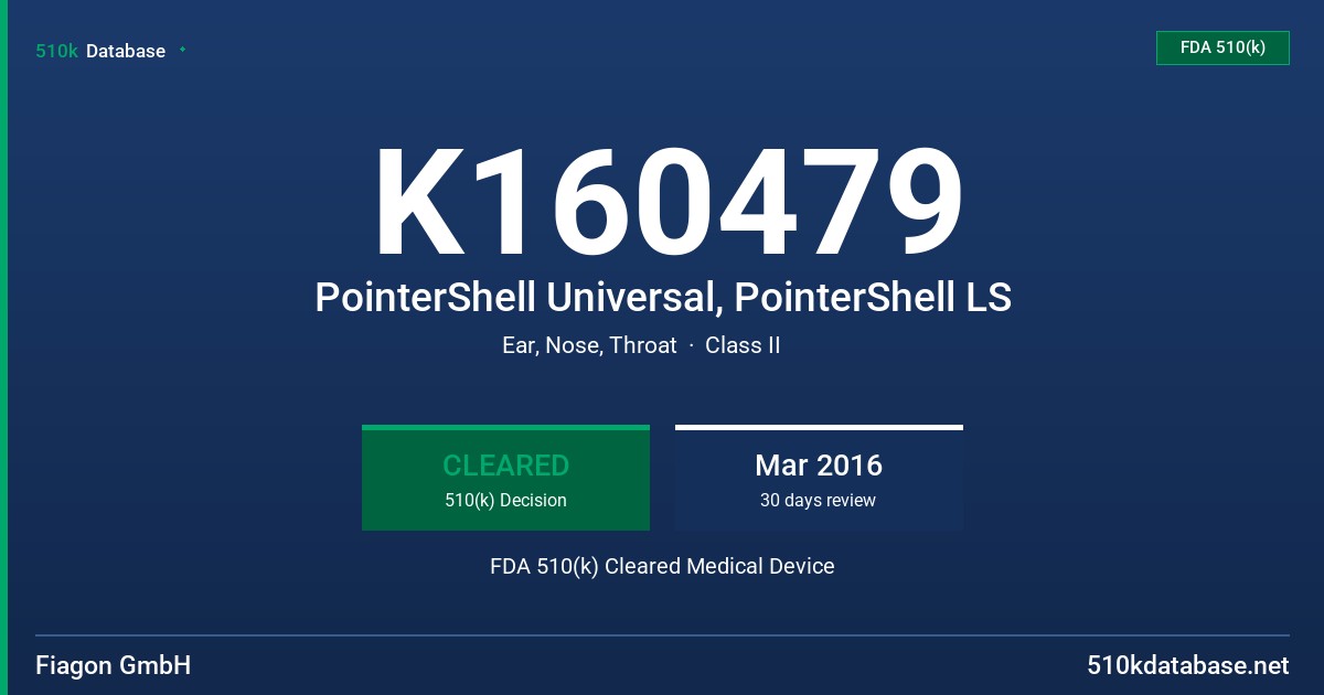 K160479 PointerShell Universal, PointerShell LS FDA 510(k) Cleared Medical Device