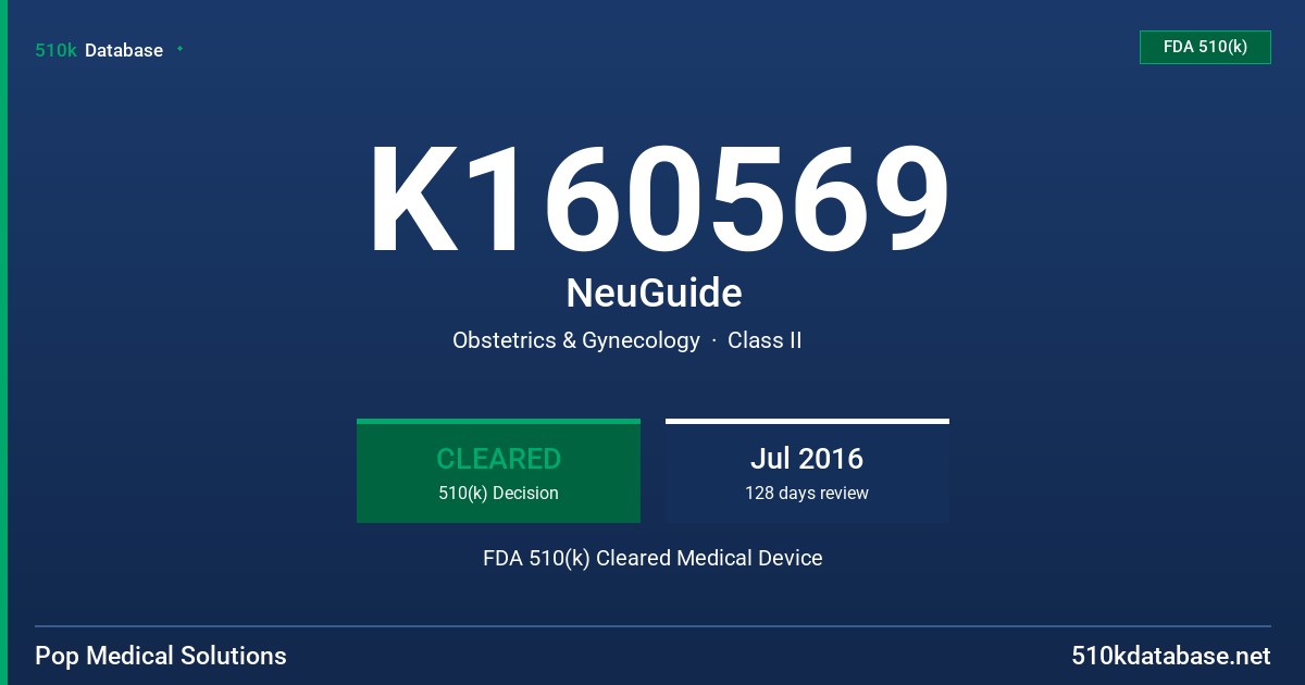 K160569 NeuGuide FDA 510(k) Cleared Medical Device