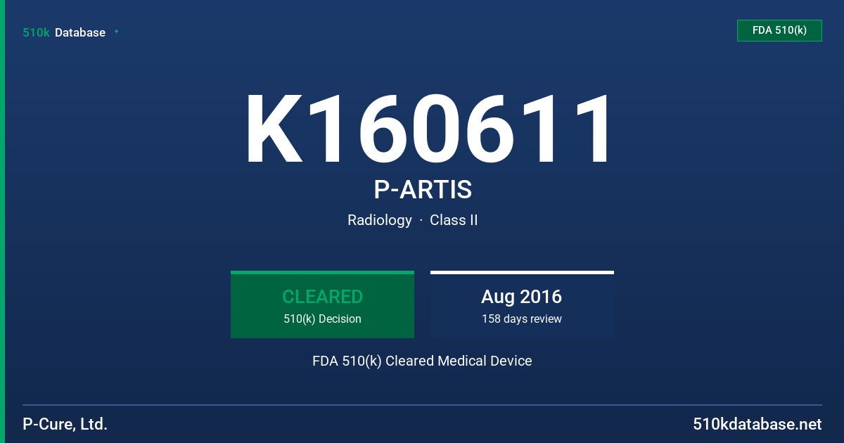 K160611 P-ARTIS FDA 510(k) Cleared Medical Device