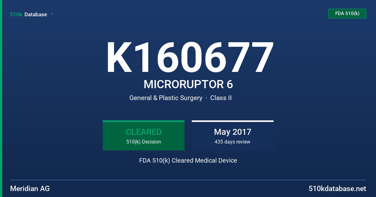 K160677 MICRORUPTOR 6 FDA 510(k) Cleared Medical Device
