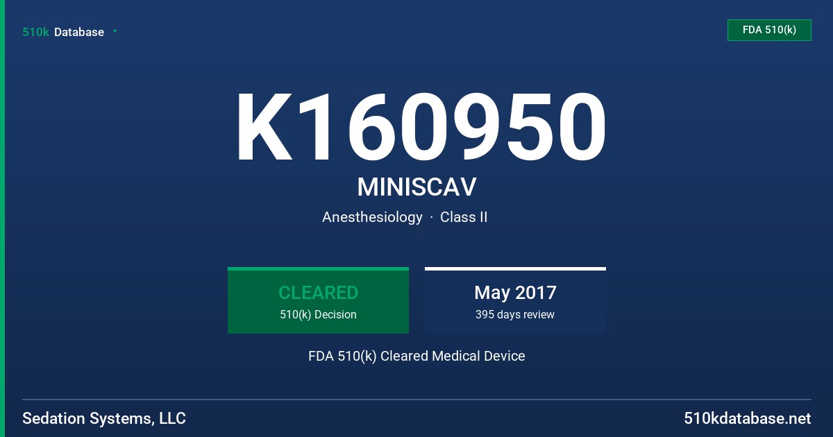 K160950 MINISCAV FDA 510(k) Cleared Medical Device