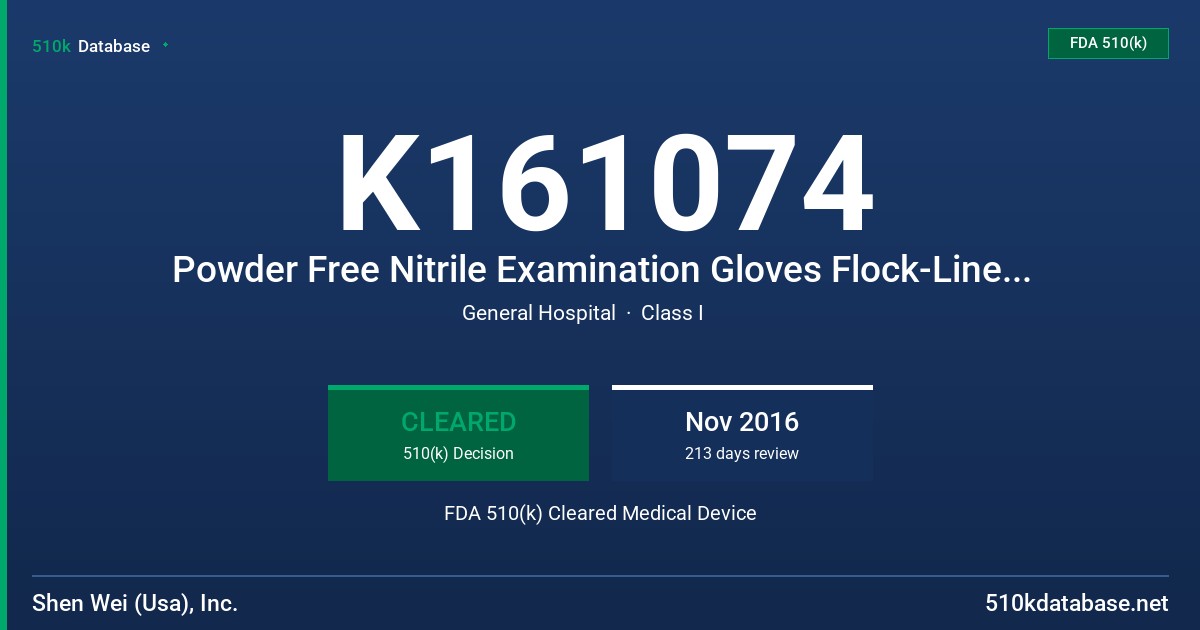 K161074 Powder Free Nitrile Examination Gloves Flock-Lined, Black Color FDA 510(k) Cleared Medical Device