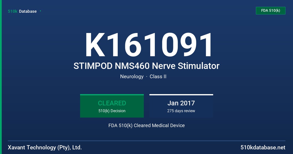 K161091 STIMPOD NMS460 Nerve Stimulator FDA 510(k) Cleared Medical Device