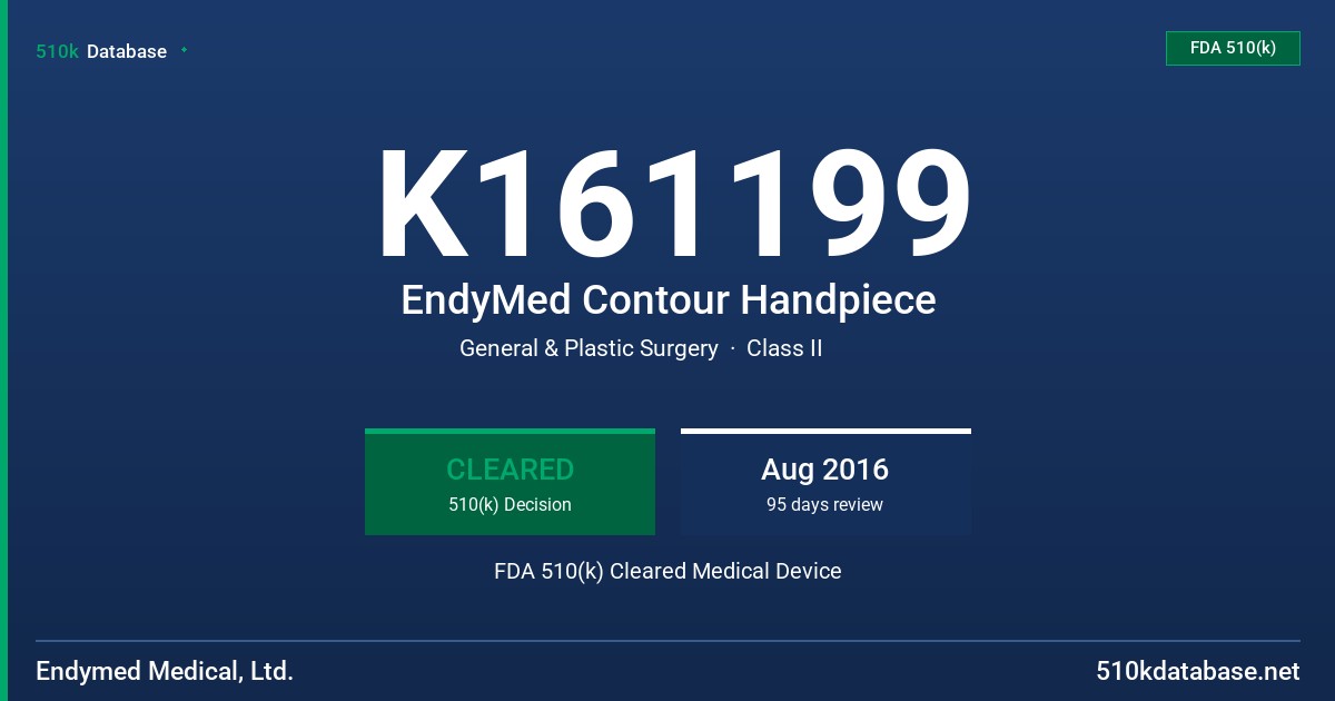 K161199 EndyMed Contour Handpiece FDA 510(k) Cleared Medical Device