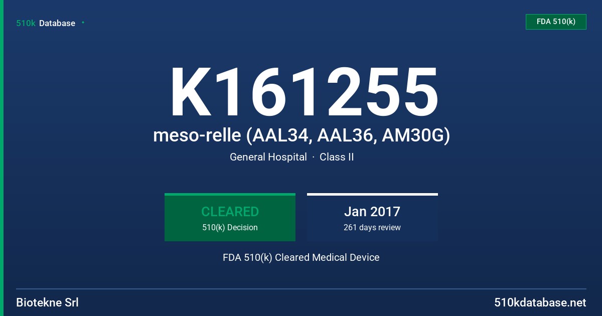 K161255 meso-relle (AAL34, AAL36, AM30G) FDA 510(k) Cleared Medical Device