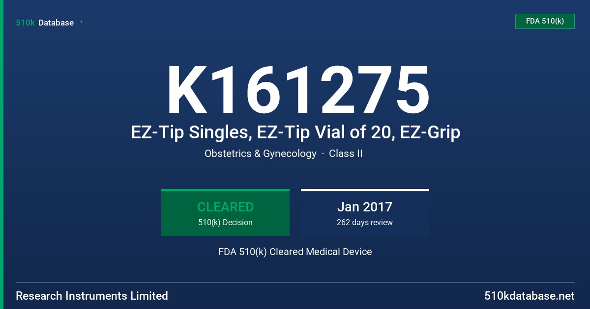 K161275 EZ-Tip Singles, EZ-Tip Vial of 20, EZ-Grip FDA 510(k) Cleared Medical Device