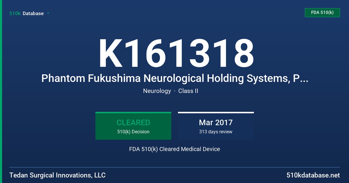 K161318 Phantom Fukushima Neurological Holding Systems, Phantom Mastability Neurological Holding Systems FDA 510(k) Cleared Medical Device