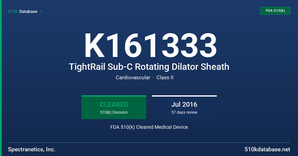 K161333 TightRail Sub-C Rotating Dilator Sheath FDA 510(k) Cleared Medical Device