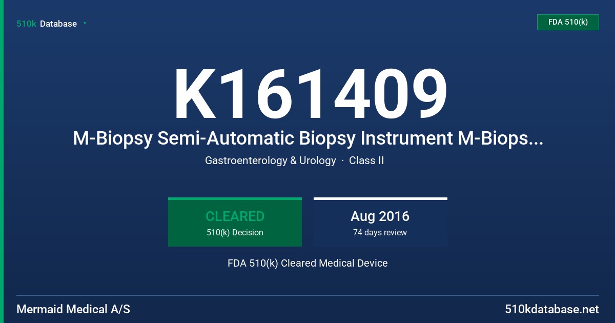 K161409 M-Biopsy Semi-Automatic Biopsy Instrument M-Biopsy Coaxial Introducer Needle for Sem FDA 510(k) Cleared Medical Device