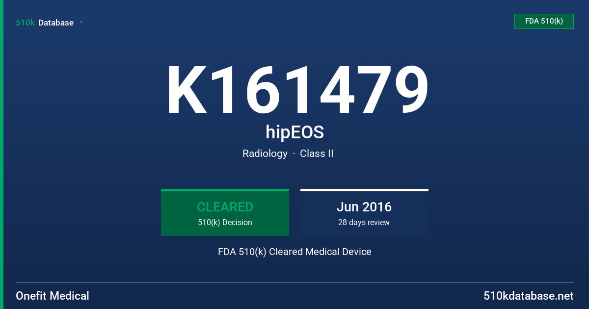 K161479 hipEOS FDA 510(k) Cleared Medical Device