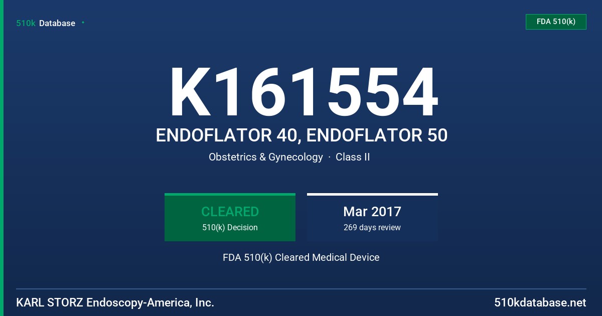 K161554 ENDOFLATOR 40, ENDOFLATOR 50 FDA 510(k) Cleared Medical Device