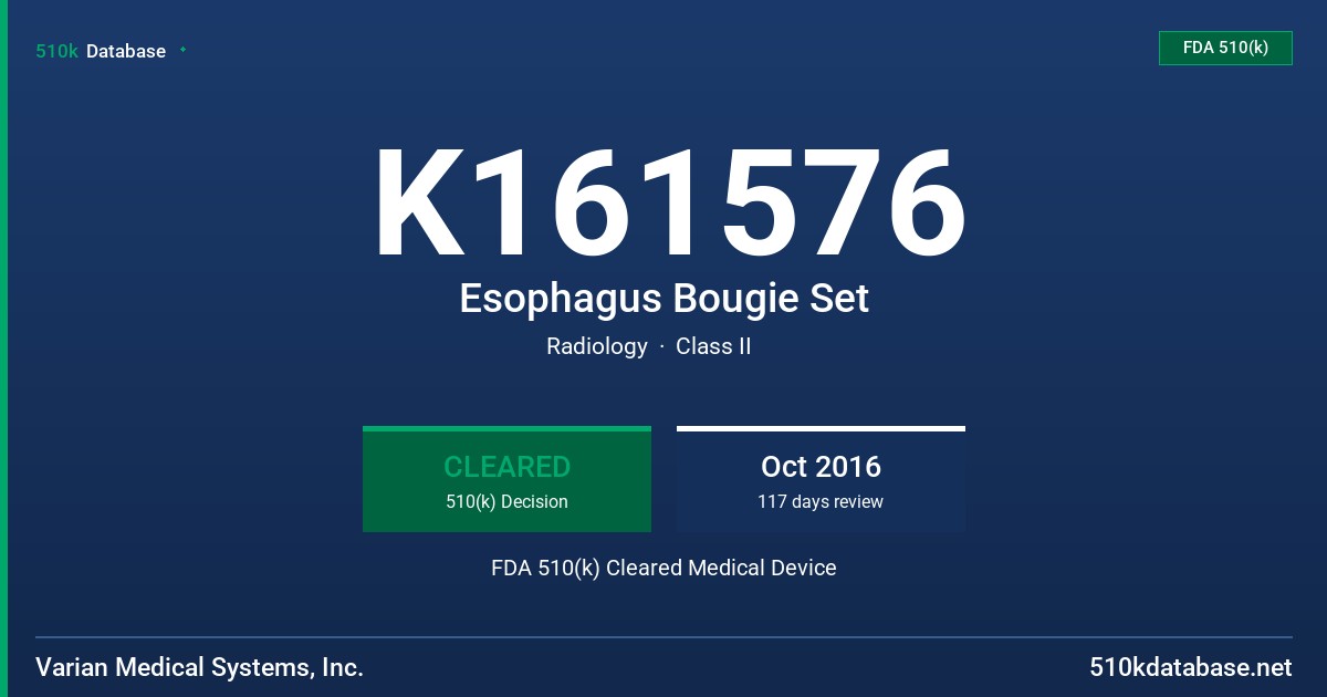 K161576 Esophagus Bougie Set FDA 510(k) Cleared Medical Device