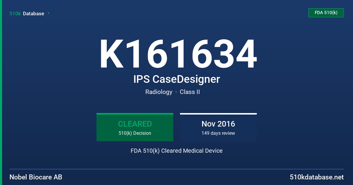 K161634 IPS CaseDesigner FDA 510(k) Cleared Medical Device