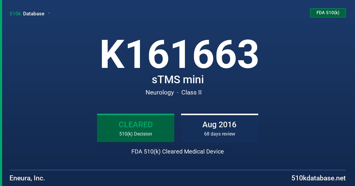 K161663 sTMS mini FDA 510(k) Cleared Medical Device