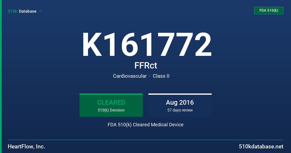 K161772 FFRct FDA 510(k) Cleared Medical Device