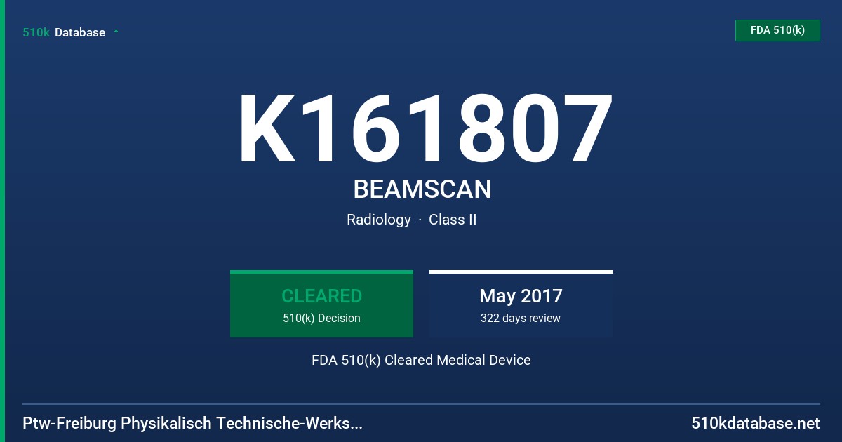 K161807 BEAMSCAN FDA 510(k) Cleared Medical Device