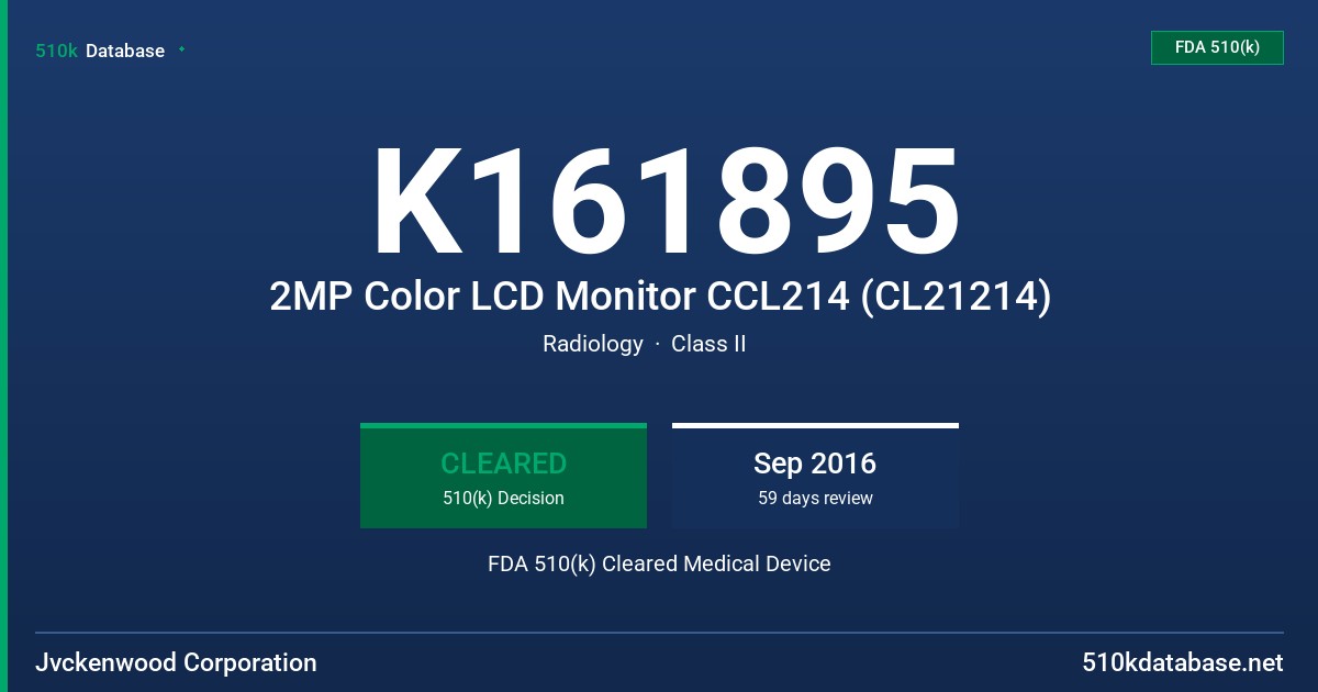 K161895 2MP Color LCD Monitor CCL214 (CL21214) FDA 510(k) Cleared Medical Device