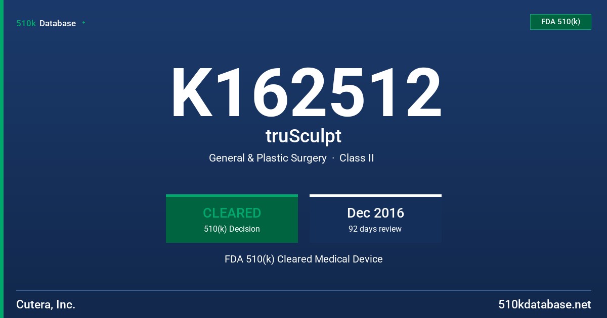 K162512 truSculpt FDA 510(k) Cleared Medical Device