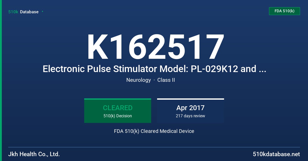 K162517 Electronic Pulse Stimulator Model: PL-029K12 and PL-029K13 FDA 510(k) Cleared Medical Device