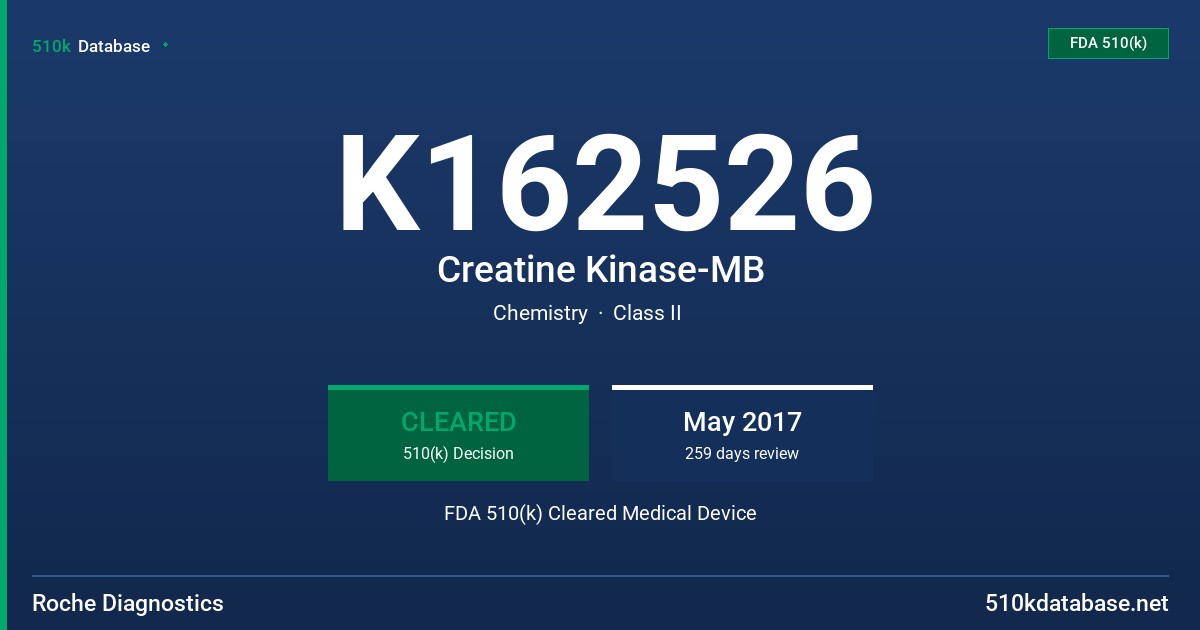 K162526 Creatine Kinase-MB FDA 510(k) Cleared Medical Device
