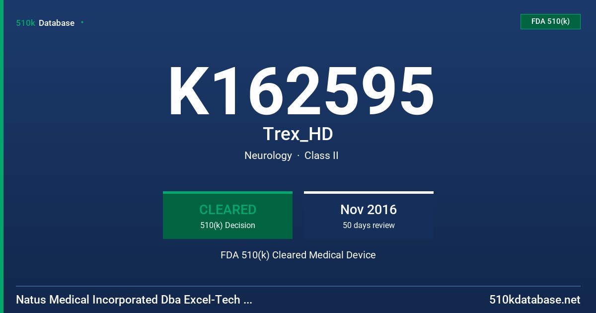 K162595 Trex_HD FDA 510(k) Cleared Medical Device