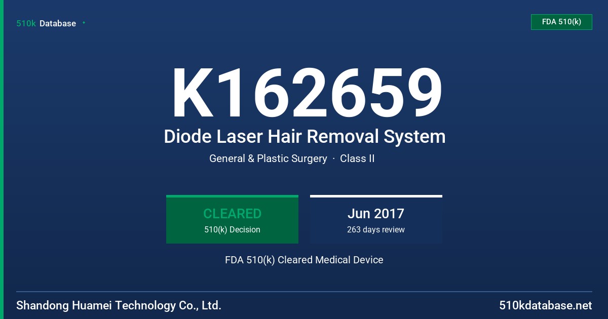 K162659 Diode Laser Hair Removal System FDA 510(k) Cleared Medical Device