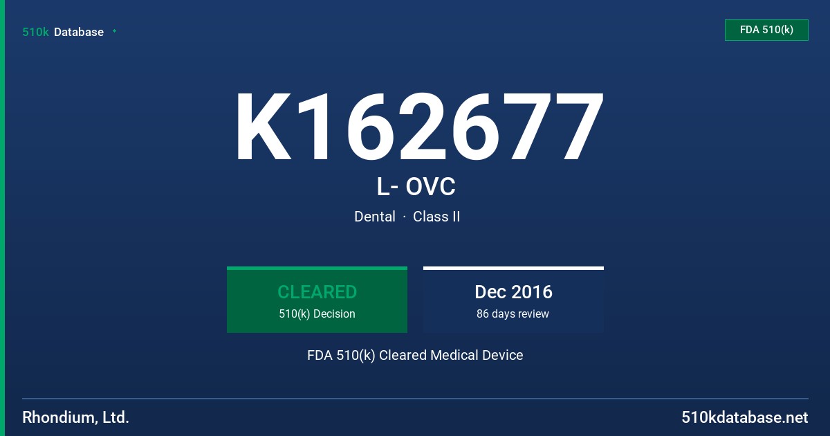 K162677 L- OVC FDA 510(k) Cleared Medical Device