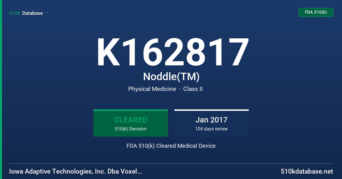 K162817 Noddle(TM) FDA 510(k) Cleared Medical Device