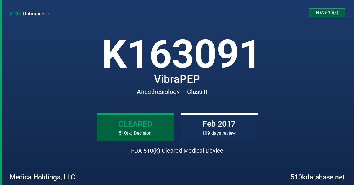 K163091 VibraPEP FDA 510(k) Cleared Medical Device
