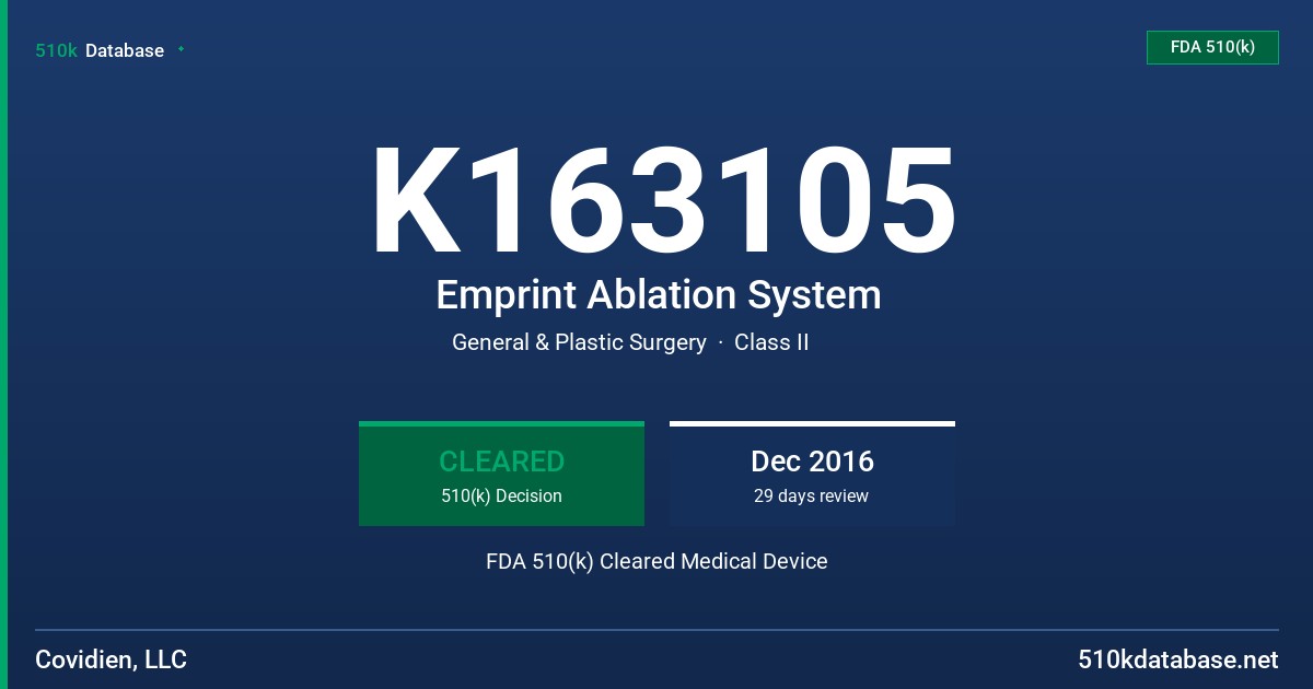K163105 Emprint Ablation System FDA 510(k) Cleared Medical Device