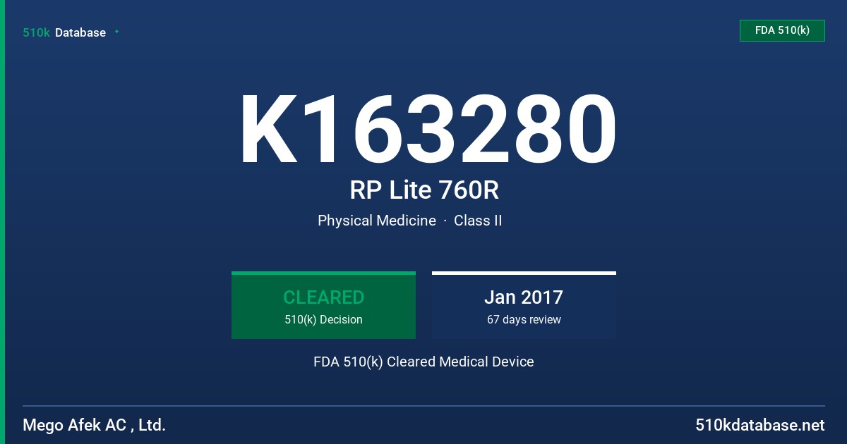 K163280 RP Lite 760R FDA 510(k) Cleared Medical Device