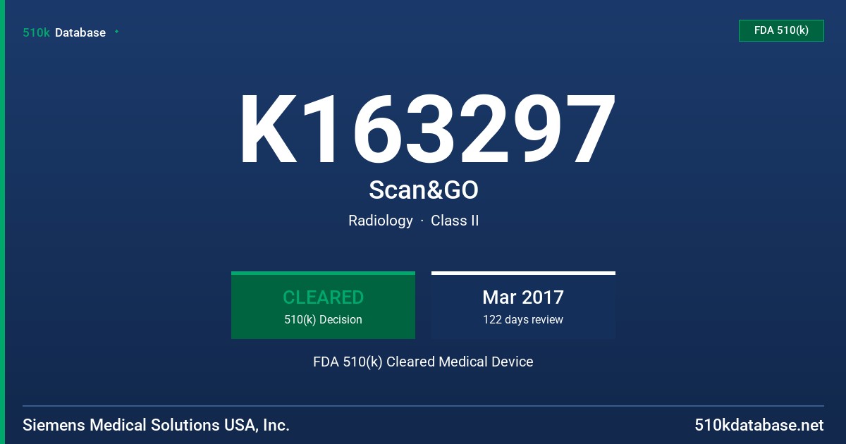 K163297 Scan&GO FDA 510(k) Cleared Medical Device