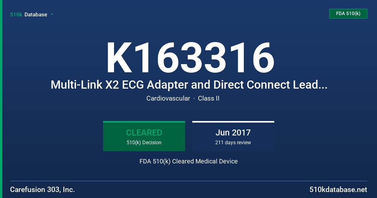 K163316 Multi-Link X2 ECG Adapter and Direct Connect Lead Wire System FDA 510(k) Cleared Medical Device