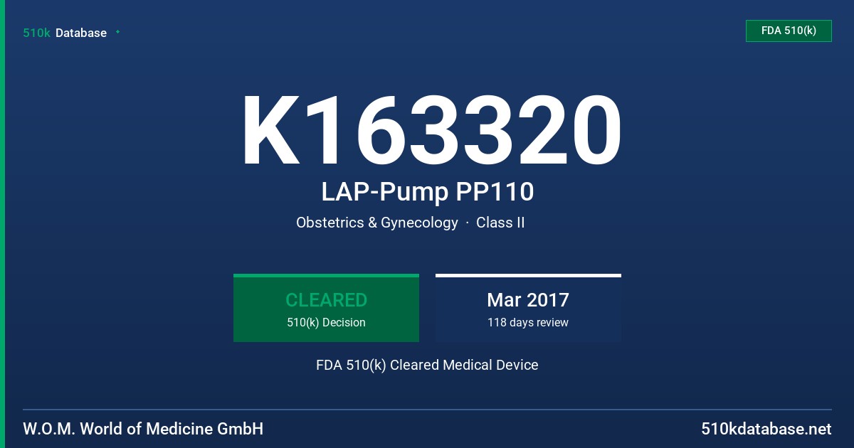 K163320 LAP-Pump PP110 FDA 510(k) Cleared Medical Device